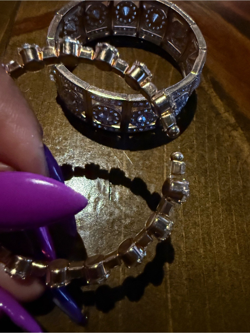 Rhinestone Statement Bracelet Trio Crystal Glam Stack - Picture 10 of 10